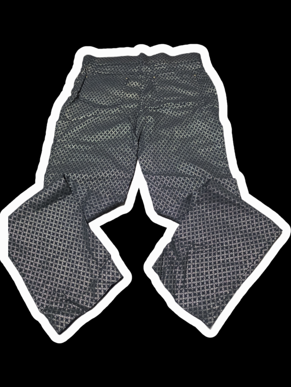 Textured Pattern Black and White Wide-Leg Pants